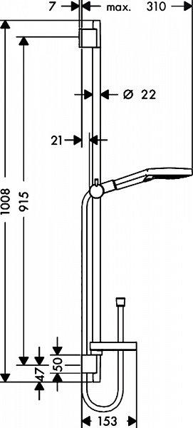 Душевой гарнитур Hansgrohe Raindance Select S 120 3iet 26631000 90 см