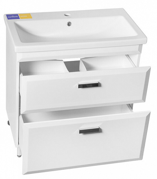 Тумба напольная Style line Лотос 70 под раковину Комо 70, Люкс белая, PLUS