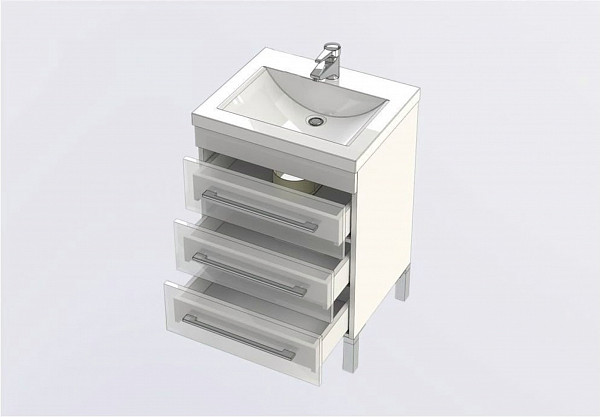 Тумба под раковину Aquanet Верона 58 белый (напольная 3 ящика) 00178253