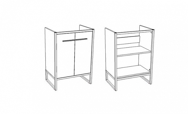 Тумба под раковину Corozo Айрон 60 серый/арт SD-00000308
