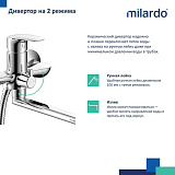 Смеситель для ванны с длинными изливом, глянцевый хром, Rora, Milardo, RORSB00M10