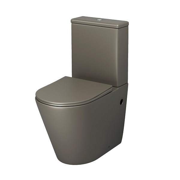 Унитаз GR-4480GSMS Color (620*365*810) ХАКИ МАТОВЫЙ напольный БЕЗОБОДКОВЫЙ с тонкой крышкой, 2 места