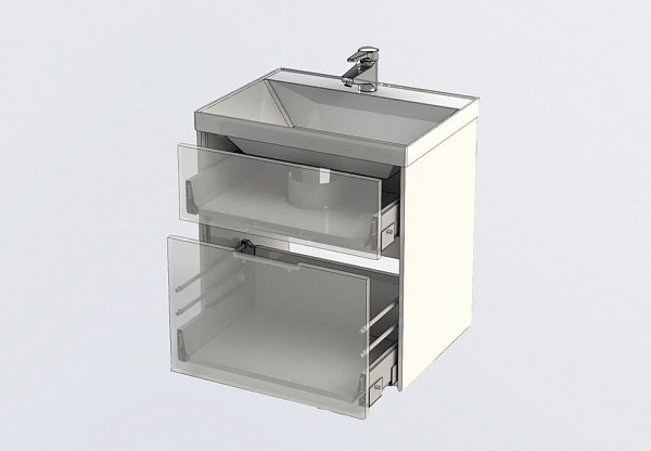 Тумба с раковиной Aquanet Латина 60 белый (2 ящика) 00212833