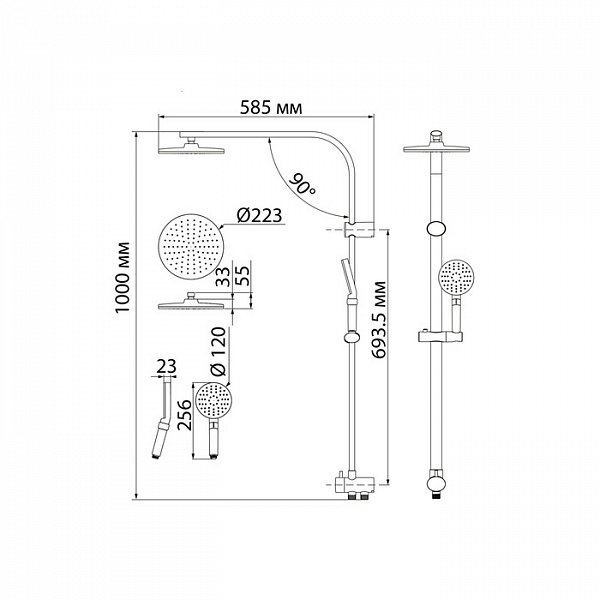 Душевой гарнитур с верхней лейкой, Swipe, IDDIS, SWI3F97i76