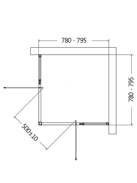 Душевой уголок AQUAme 800*800*1950мм, стекло 6мм, цвет профиля матовый черный.
