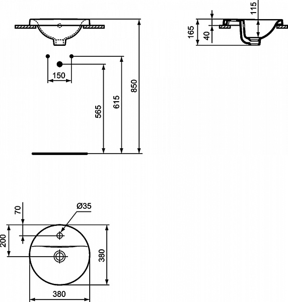 Рукомойник Ideal Standard Connect 38 см E504101