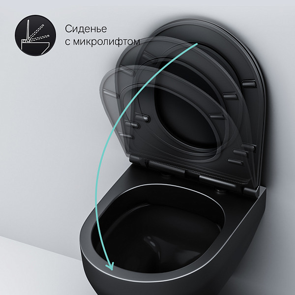 C701700MBSC Spirit V2.0 подвесной унитаз FlashClean с сиденьем микролифт, черн мат