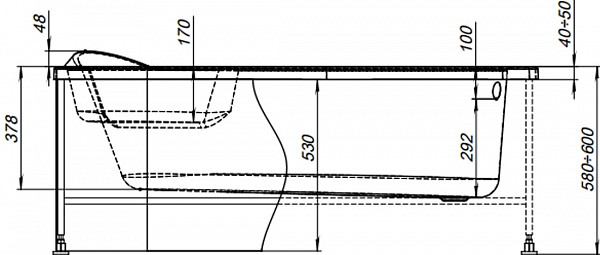 Фронтальная панель для ванны Aquanet Lyra 150 L/R 00254804