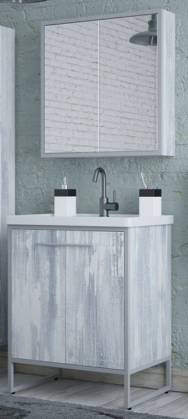 Тумба под раковину Corozo Айрон 60 серый/арт SD-00000308