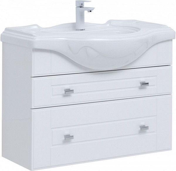 Тумба под раковину Aquanet Рондо 85 белый глянец 00304289