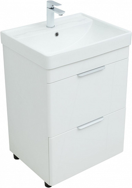 Тумба под раковину Aquanet Ирис new 60 белый глянец (2 ящика) 00310152