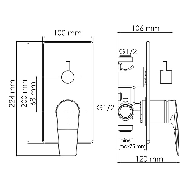 Aisch 5571 Смеситель для ванны и душа Wasserkraft