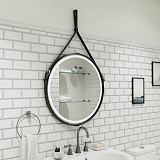 Зеркало Континент "Millenium Black Led" D 650 на ремне из натуральной кожи черного цвета