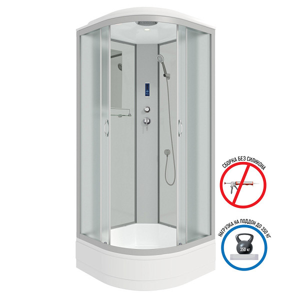 Душ.каб. NG-3302-14P (1000х1000х2150) средний поддон(26см) стекло МАТОВОЕ 4 места