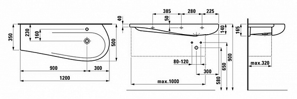 Раковина Laufen Alessi 8.1497.4.400.104.1 120 см правая