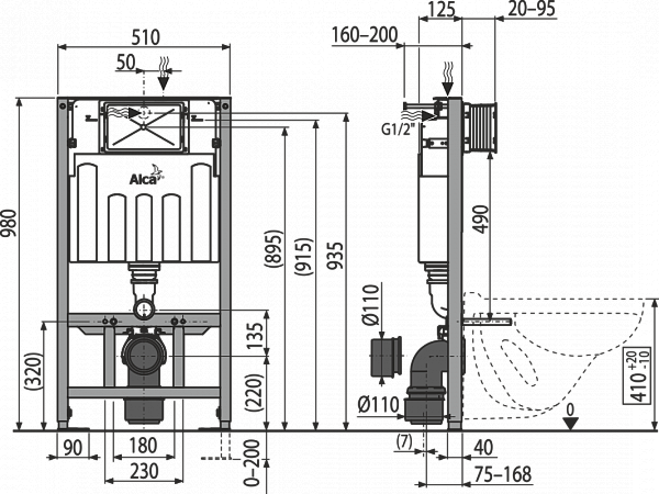 Инсталляция для унитазов AlcaPlast Sadromodul AM101/1000