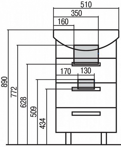 Тумба под раковину Акватон Ария 47 см 1A140201AA950