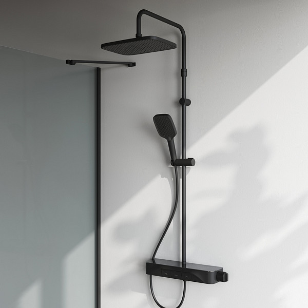F078F722 Func, душ.система: см-ль-полка д/ванны/душа, душ.штанга, верхн. душ квадр., ручн.душ, черн.