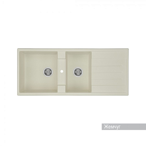 Мойка для кухни Aquaton Торина прямоугольная с крылом и дополнительной чашей жемчуг 1A712032TR240