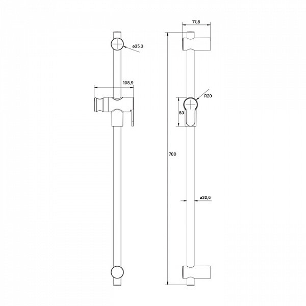 Стойка для душа, хром, Ray, IDDIS, RAY70C0i17