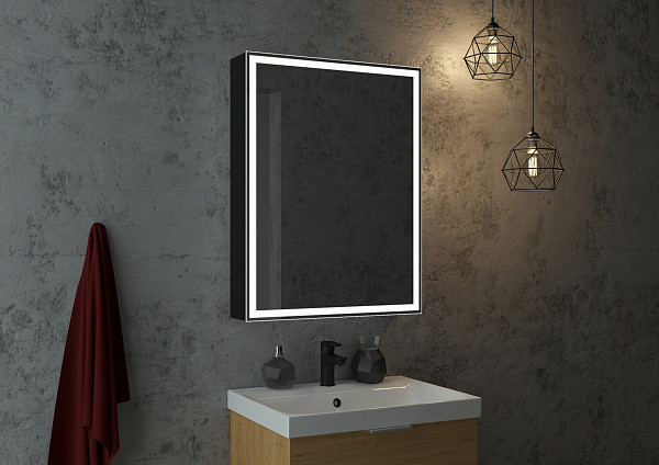 Зеркало-шкаф Континент"Mirror Box black Led" 600х800