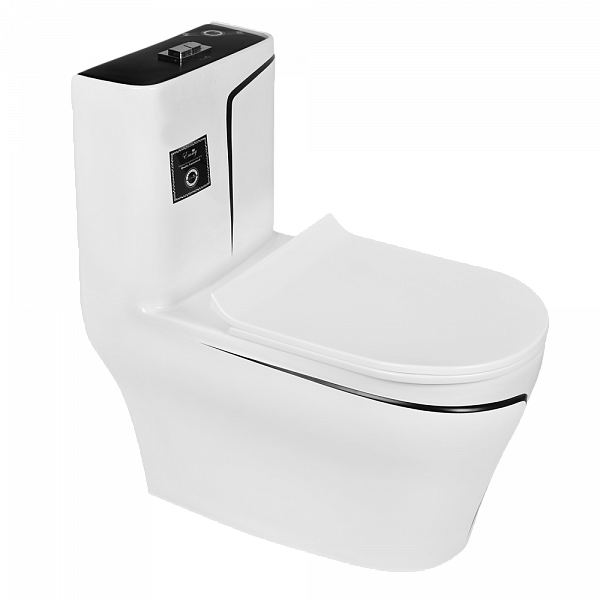EY-9002G Унитаз -моноблок, сиденье с микролифтом, белый/черный