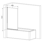 W90BS-D080-140CT Gem Шторка на борт ванны 80х140, поворотная, хром, стекло прозрачное