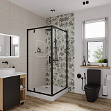 Душ. ограждение Niagara NG-6801-08 BLACK (90*90*190) квадрат, дверь распашная, 1 место