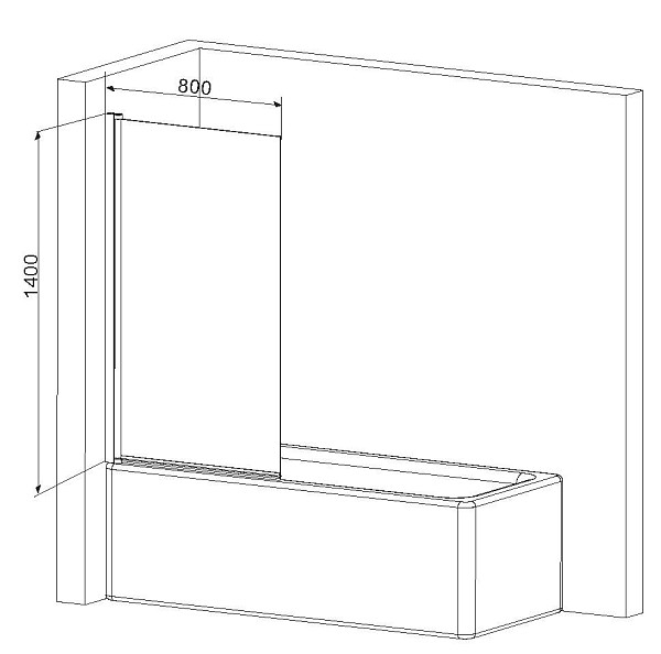 W90BS-D080-140CT Gem Шторка на борт ванны 80х140, поворотная, хром, стекло прозрачное