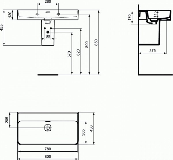 Раковина Ideal Standard Strada II 80 см T363901