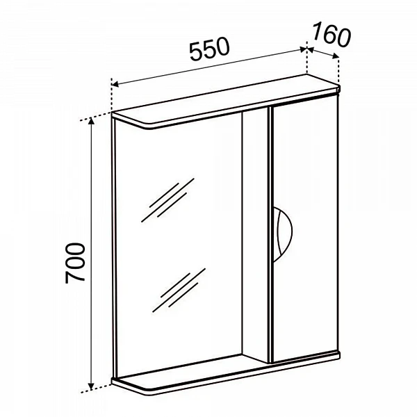 Зеркало со шкафчиком Emmy Милли (Универсальное) 55х70