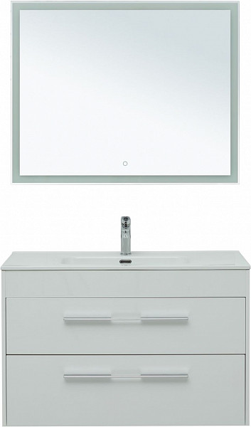 Мебель для ванной Aquanet Августа 100 белый (ручка хром, раковина Flat) 00281160