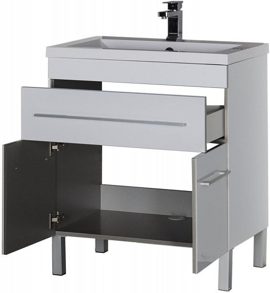 Тумба под раковину Aquanet Верона 75 белый (напольная 1 ящик 2 дверцы) 00182706