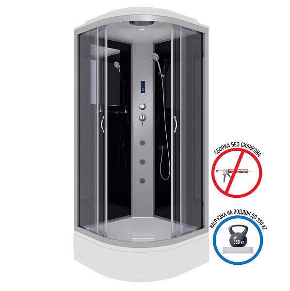 Душ.каб. NG-3503-14F (800х800х2150) средний поддон(26см) стекло ТОНИРОВАННОЕ 4 места