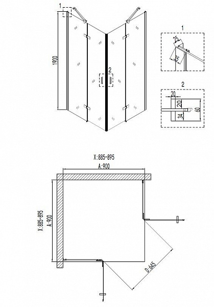 Душевой уголок Niagara Nova 90х90х190 NG- 6613-08