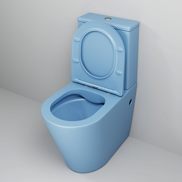 Унитаз GR-4480BSMS Color (620*365*810) ГОЛУБОЙ МАТОВЫЙ напольный БЕЗОБОДКОВЫЙ с тонкой крышкой,2 ме
