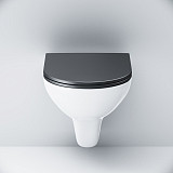 C901700SCmb Gem подвесной унитаз FlashClean с черным матовым сиденьем микролифт