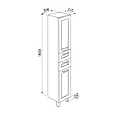 Пенал для ванной комнаты, напольный, белый/дерево, 36 см, Sena, IDDIS, SEN3600i97