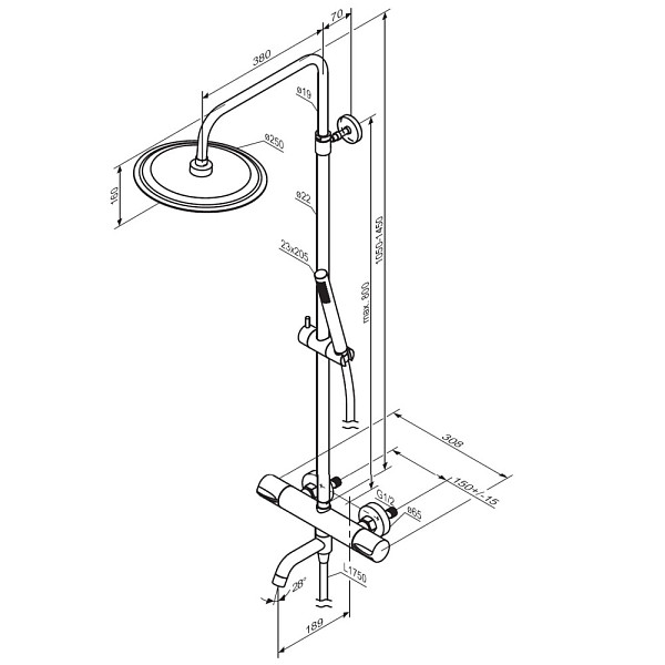 936810000 Scandinavian Pure душевая система с ванно  душевым ТМС смесителем, хром