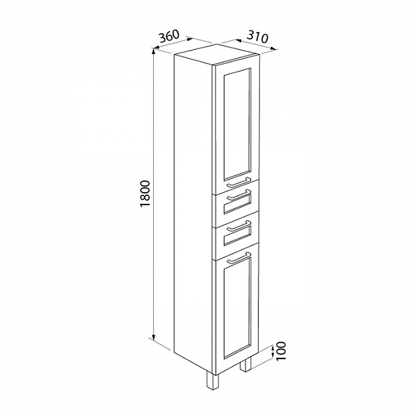 Пенал для ванной комнаты, напольный, белый/дерево, 36 см, Sena, IDDIS, SEN3600i97