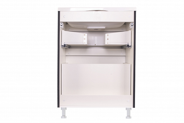 Тумба напольная "Бергамо мини 60" (2 ящ.) Люкс антискрейтч черный, под раковину, PLUS