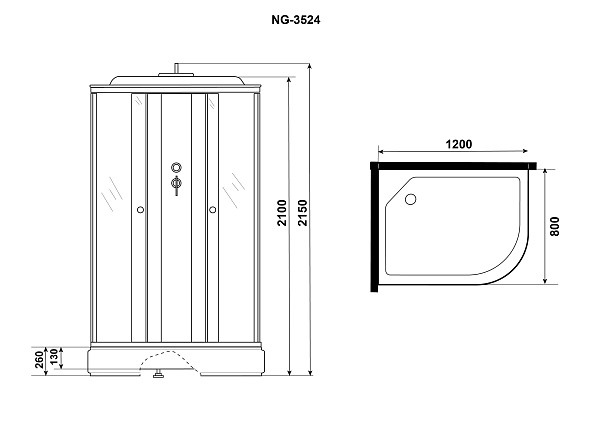 Душ.каб. Niagara Eco E120/80/26L/TN (1200х800х2150) 4 места
