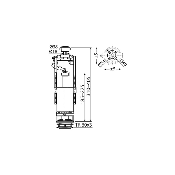 Сливной механизм Koller Pool со стоп- кнопкой (A2000-CHROM)