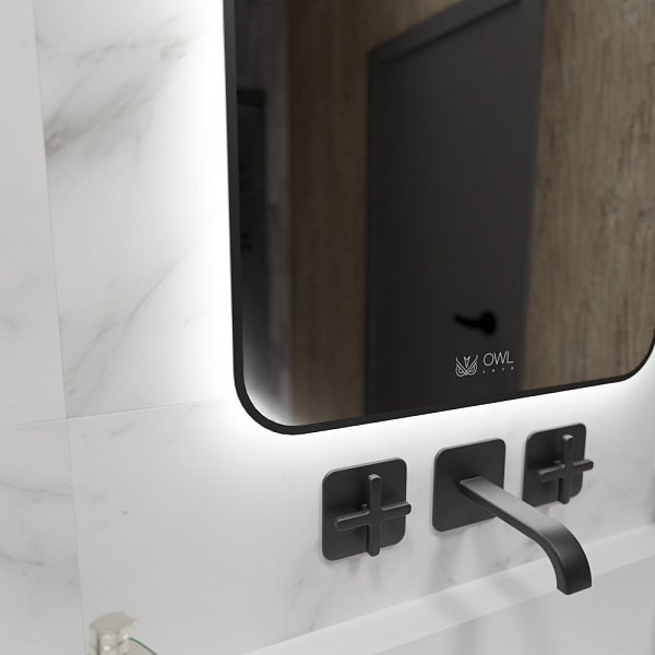 Gryning Зеркало с LED подсветкой и сенсором, 600х800 черный контур