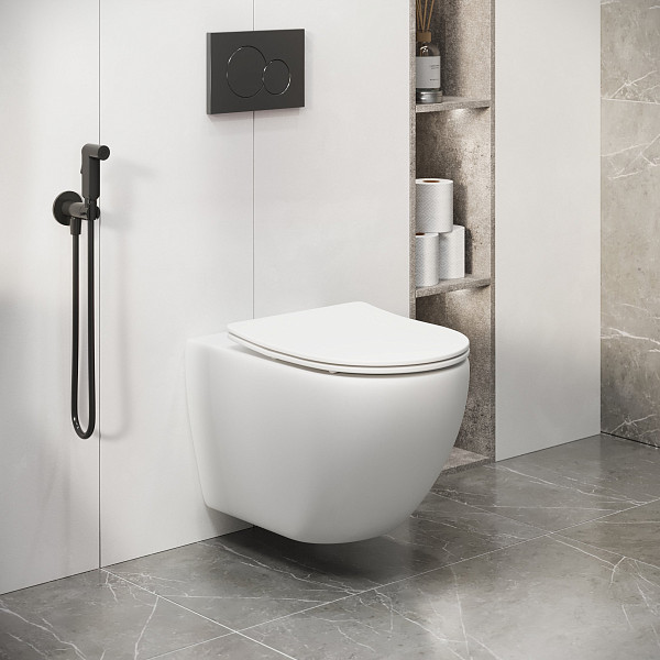 Унитаз GR-4411MS Color (550*365*395) БЕЛЫЙ МАТОВЫЙ подвесной БЕЗОБОДКОВЫЙ