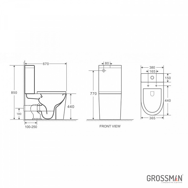 Унитаз напольный Grossman GR-4449BMS безободковый с тонкой крышкой
