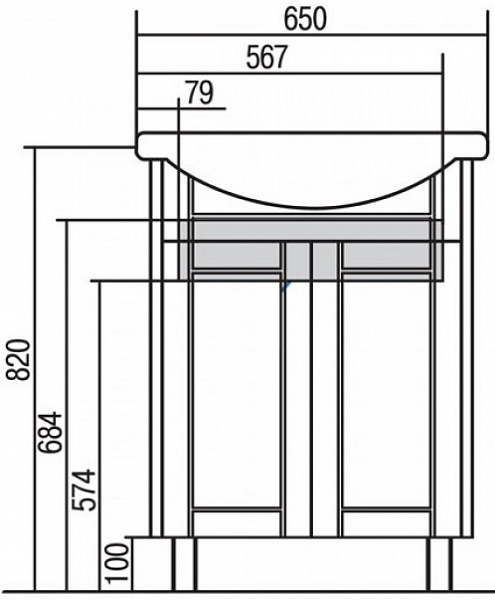 Тумба под раковину Акватон Альпина 60 см 1A133401AL500