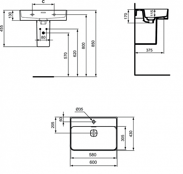 Раковина Ideal Standard Strada II 60 см T300001