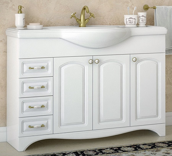 Тумба под раковину Corozo Классика 120 с корзиной, белая SD-00000370