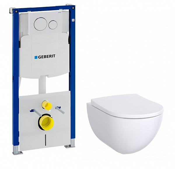 Инсталляция Geberit с безободковым унитазом Geberit Acanto Rimfree, 500.301.KJ.A, сиденье микролифт, комплект Идеальная пара